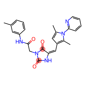 2-(4-{[2,5-dimethyl-1-(2-pyridinyl)-1H-pyrrol-3-yl]methylene}-2,5-dioxo-1-imidazolidinyl)-N-(3-methylphenyl)acetamide