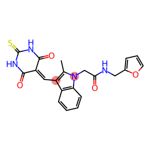 2-{3-[(4,6-dioxo-2-thioxotetrahydro-5(2H)-pyrimidinylidene)methyl]-2-methyl-1H-indol-1-yl}-N-(2-furylmethyl)acetamide