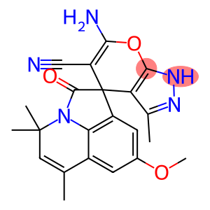 6-amino-8'-methoxy-3,4',4',6'-tetramethyl-1,4-dihydro-2'(1'H)-oxospiro(pyrano[2,3-c]pyrazole-4,1'[4'H]-pyrrolo[3,2,1-ij]quinoline)-5-carbonitrile