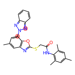 2-{[7-(2H-1,2,3-benzotriazol-2-yl)-5-methyl-1,3-benzoxazol-2-yl]sulfanyl}-N-mesitylacetamide