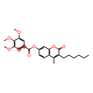 Benzoic acid, 3,4,5-trimethoxy-, 3-hexyl-4-methyl-2-oxo-2H-1-benzopyran-7-yl ester