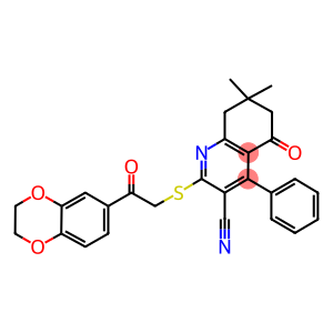 2-{[2-(2,3-dihydro-1,4-benzodioxin-6-yl)-2-oxoethyl]sulfanyl}-7,7-dimethyl-5-oxo-4-phenyl-5,6,7,8-tetrahydro-3-quinolinecarbonitrile