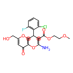 2-methoxyethyl 2-amino-4-(2-chloro-6-fluorophenyl)-6-(hydroxymethyl)-8-oxo-4,8-dihydropyrano[3,2-b]pyran-3-carboxylate