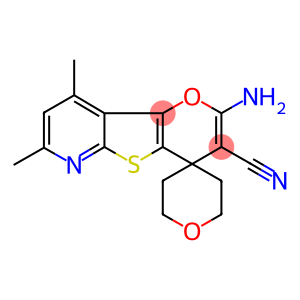 2'-amino-7',9'-dimethyl-2,3,5,6-tetrahydrospiro(4H-pyran-4,4'-4H-pyrano[2',3':4,5]thieno[2,3-b]pyridine)-3'-carbonitrile