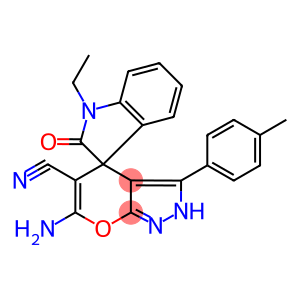 6'-amino-5'-cyano-3'-(4-methylphenyl)-1-ethyl-1,2',3,4'-tetrahydrospiro(2H-indole-3,4'-pyrano[2,3-c]pyrazole)-2-one