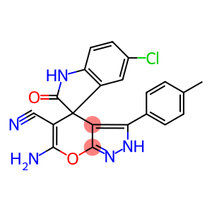 6'-amino-5'-cyano-6-chloro-3'-(4-methylphenyl)-1,2',3,4'-tetrahydrospiro(2H-indole-3,4'-pyrano[2,3-c]pyrazole)-2-one