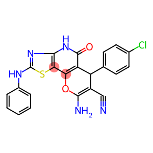 8-amino-2-anilino-6-(4-chlorophenyl)-5-oxo-4,6-dihydro-5H-pyrano[2,3-d][1,3]thiazolo[4,5-b]pyridine-7-carbonitrile