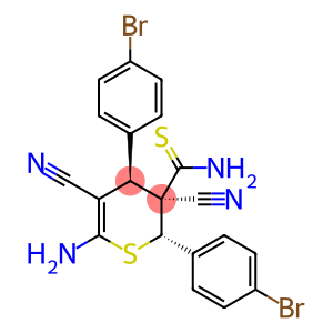 2H-Thiopyran-3-carbothioamide, 6-amino-2,4-bis(4-bromophenyl)-3,5-dicyano-3,4-dihydro-, (2α,3β,4β)- (9CI)