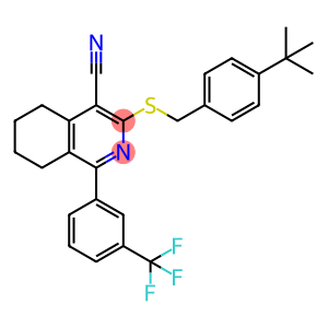 3-([4-(TERT-BUTYL)BENZYL]SULFANYL)-1-[3-(TRIFLUOROMETHYL)PHENYL]-5,6,7,8-TETRAHYDRO-4-ISOQUINOLINECARBONITRILE