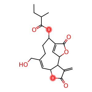 Butanoic acid, 2-methyl-, 2,3,3a,4,8,9,10,12a-octahydro-11-(hydroxymet hyl)-3-methylene-2,6-dioxo-6H-4,7-methenofuro(3,2-c)oxacycloundecin-8- yl ester