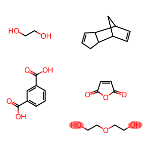 Diethylene glycol, ethylene glycol, isophthalic acid, maleic anhydride, dicyclopentadiene polymer