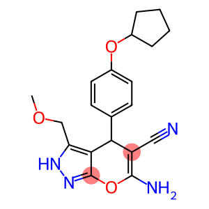 6-amino-4-[4-(cyclopentyloxy)phenyl]-3-(methoxymethyl)-2,4-dihydropyrano[2,3-c]pyrazole-5-carbonitrile