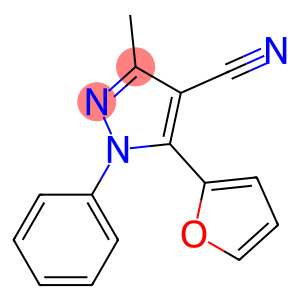 1H-Pyrazole-4-carbonitrile,  5-(2-furanyl)-3-methyl-1-phenyl-