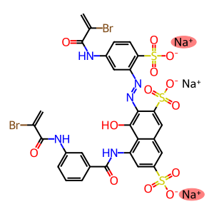 trisodium 5-[[3-[(2-bromo-1-oxoallyl)amino]benzoyl]amino]-3-[[5-[(2-bromo-1-oxoallyl)amino]-2-sulphonatophenyl]azo]-4-hydroxynaphthalene-2,7-disulphonate