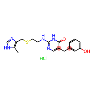 4(3H)-Pyrimidinone, 5-[(3-hydroxyphenyl)methyl]-2-[[2-[[(4-methyl-1H-imidazol-5-yl)methyl]thio]ethyl]amino]-, hydrochloride (1:2)