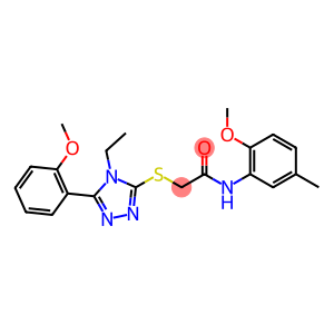 2-[[4-ethyl-5-(2-methoxyphenyl)-1,2,4-triazol-3-yl]sulfanyl]-N-(2-methoxy-5-methylphenyl)acetamide