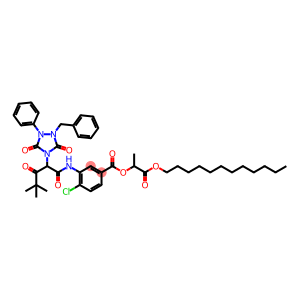 Benzoic acid, 4-chloro-3-[[2-[3,5-dioxo-1-phenyl-2-(phenylmethyl)-1,2,4-triazolidin-4-yl]-4,4-dimethyl-1,3-dioxopentyl]amino]-, 2-(dodecyloxy)-1-methyl-2-oxoethyl ester