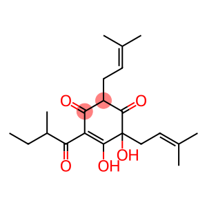 4-Cyclohexene-1,3-dione, 5,6-dihydroxy-2,6-bis(3-methyl-2-buten-1-yl)-4-(2-methyl-1-oxobutyl)-