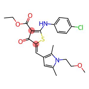 ethyl 2-(4-chloroanilino)-5-{[1-(2-methoxyethyl)-2,5-dimethyl-1H-pyrrol-3-yl]methylene}-4-oxo-4,5-dihydro-3-thiophenecarboxylate