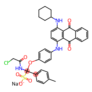 Benzenesulfonic acid, (chloroacetyl)aminomethyl4-4-(cyclohexylamino)-9,10-dihydro-9,10-dioxo-1-anthracenylaminophenoxymethyl-, monosodium salt