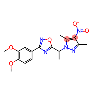 3-(3,4-dimethoxyphenyl)-5-(1-{4-nitro-3,5-dimethyl-1H-pyrazol-1-yl}ethyl)-1,2,4-oxadiazole