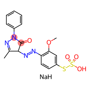 Thiosulfuric acid S-[4-[[(4,5-dihydro-3-methyl-5-oxo-1-phenyl-1H-pyrazol)-4-yl]azo]-3-methoxyphenyl]O-sodium salt
