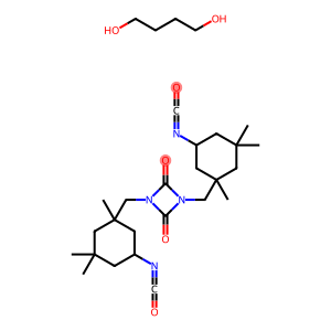 1,3-Diazetidine-2,4-dione, 1,3-bis(5-isocyanato-1,3,3-trimethylcyclohexyl)methyl-, polymer with 1,4-butanediol, 2-ethyl-1-hexanol-blocked