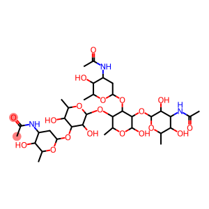 α-D-Glucopyranose, O-4-(acetylamino)-4,6-dideoxy-β-D-glucopyranosyl-(1→2)-O-[3-(acetylamino)-2,3,6-trideoxy-β-D-arabino-hexopyranosyl-(1→3)]-O-[O-3-(acetylamino)-2,3,6-trideoxy-β-D-arabino-hexopyranosyl-(1→3)-6-deoxy-β-D-glucopyranosyl-(1→4)]-6-deoxy- (9CI)