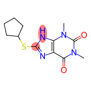 1H-Purine-2,6-dione, 8-(cyclopentylthio)-3,9-dihydro-1,3-dimethyl-