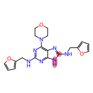 9H-Purine-2,8-diamine,N2,N8-bis(2-furanylmethyl)-6-(4-morpholinyl)-
