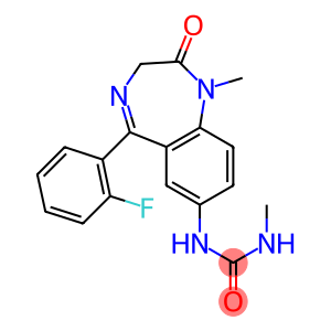 Urea, N-(5-(2-fluorophenyl)-2,3-dihydro-1-methyl-2-oxo-1H-1,4-benzodia zepin-7-yl)-N(sup 1)-methyl-