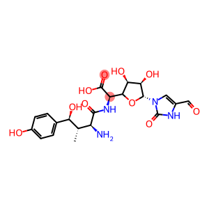 5-[[(2S,3S,4S)-2-Amino-4-hydroxy-4-(4-hydroxyphenyl)-3-methyl-1-oxobutyl]amino]-1-(4-formyl-2,3-dihydro-2-oxo-1H-imidazol-1-yl)-1,5-dideoxy-β-D-allofuranuronic acid