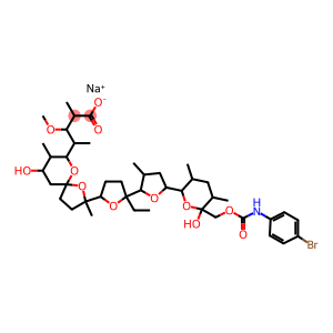 sodium 4-[2-[5-[5-[6-[(4-bromophenyl)carbamoyloxymethyl]-6-hydroxy-3,5 -dimethyl-oxan-2-yl]-3-methyl-oxolan-2-yl]-5-ethyl-oxolan-2-yl]-9-hydr oxy-2,8-dimethyl-1,6-dioxaspiro[4.5]dec-7-yl]-3-methoxy-2-methyl-penta noate