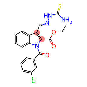 1H-Indole-2-carboxylic acid, 3-[[2-(aminothioxomethyl)hydrazinylidene]methyl]-1-(3-chlorobenzoyl)-, ethyl ester