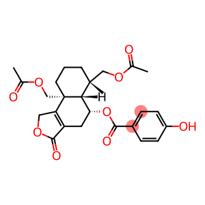 4-Hydroxybenzoic acid (5R)-6β,9aβ-bis(acetyloxymethyl)-1,3,4,5,5aα,6,7,8,9,9a-decahydro-6-methyl-3-oxonaphtho[1,2-c]furan-5β-yl ester