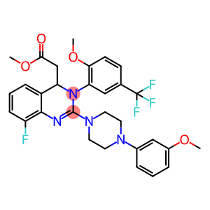 4-Quinazolineacetic acid, 8-fluoro-3,4-dihydro-2-[4-(3-methoxyphenyl)-1-piperazinyl]-3-[2-methoxy-5-(trifluoromethyl)phenyl]-, m