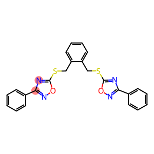 3-phenyl-5-[(2-{[(3-phenyl-1,2,4-oxadiazol-5-yl)sulfanyl]methyl}benzyl)sulfanyl]-1,2,4-oxadiazole