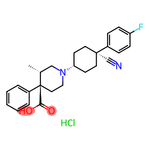 4-Piperidinecarboxylic acid, 1-[cis-4-cyano-4-(4-fluorophenyl)cyclohexyl]-3-methyl-4-phenyl-, monohydrochloride, (3S,4R)- (9CI)