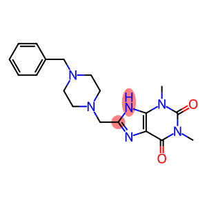 1H-Purine-2,6-dione, 3,9-dihydro-1,3-dimethyl-8-[[4-(phenylmethyl)-1-piperazinyl]methyl]-