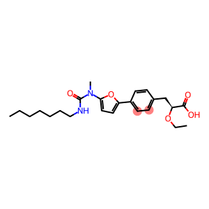 Benzenepropanoic  acid,  -alpha--ethoxy-4-[5-[[(heptylamino)carbonyl]methylamino]-2-furanyl]-,  (-alpha-S)-