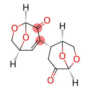 .beta.-D-erythro-Hexopyranos-2-ulose, 1,6-anhydro-3,4-dideoxy-4-(4-oxo-6,8-dioxabicyclo3.2.1oct-2-en-3-yl)-, (1S-cis)-