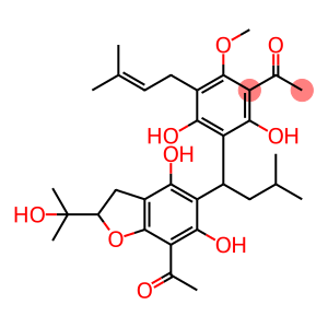 Ethanone, 1-[3-[1-[7-acetyl-2,3-dihydro-4,6-dihydroxy-2-(1-hydroxy-1-methylethyl)-5-benzofuranyl]-3-methylbutyl]-2,4-dihydroxy-6-methoxy-5-(3-methyl-2-buten-1-yl)phenyl]-