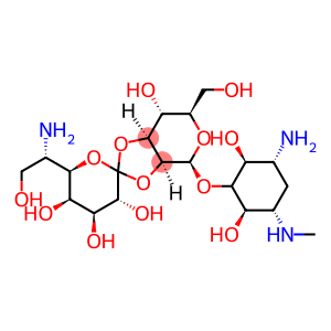 (+)-5-O-[2-O,3-O-[6-Amino-1,6-dideoxy-L-glycero-D-galacto-heptopyranose-1-ylidene]-β-D-manno-hexopyranosyl]-N'-methyl-2-deoxy-D-streptamine