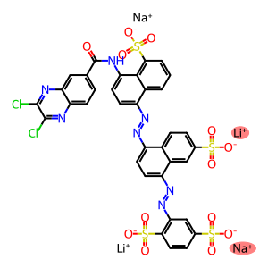 1,4-Benzenedisulfonic acid, 2-[[4-[[4-[[(2,3-dichloro-6-quinoxalinyl)carbonyl]amino]-5-sulfo-1-naphthalenyl]azo]-7-sulfo-1-naphthalenyl]azo]-, lithium sodium salt