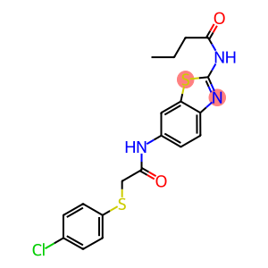 N-[6-({2-[(4-chlorophenyl)sulfanyl]acetyl}amino)-1,3-benzothiazol-2-yl]butanamide