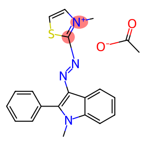 3-methyl-2-[(1-methyl-2-phenyl-1h-indol-3-yl)azo]-thiazoliu acetate