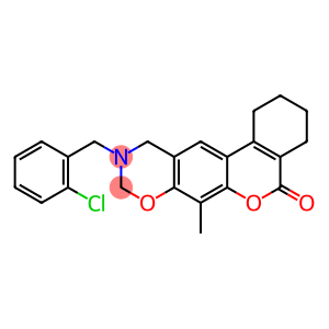 5H,9H-[2]Benzopyrano[4,3-g][1,3]benzoxazin-5-one, 10-[(2-chlorophenyl)methyl]-1,2,3,4,10,11-hexahydro-7-methyl-