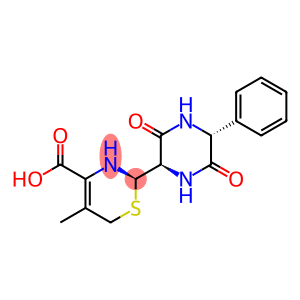 2H-1,3-Thiazine-4-carboxylic acid, 2-[(2R,5R)-3,6-dioxo-5-phenyl-2-piperazinyl]-3,6-dihydro-5-methyl-, (2R)-