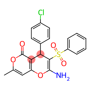 2-amino-3-(benzenesulfonyl)-4-(4-chlorophenyl)-7-methyl-4H,5H-pyrano[3,2-c]pyran-5-one