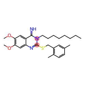 2-[(2,5-DIMETHYLBENZYL)SULFANYL]-6,7-DIMETHOXY-3-OCTYL-4(3H)-QUINAZOLINIMINE